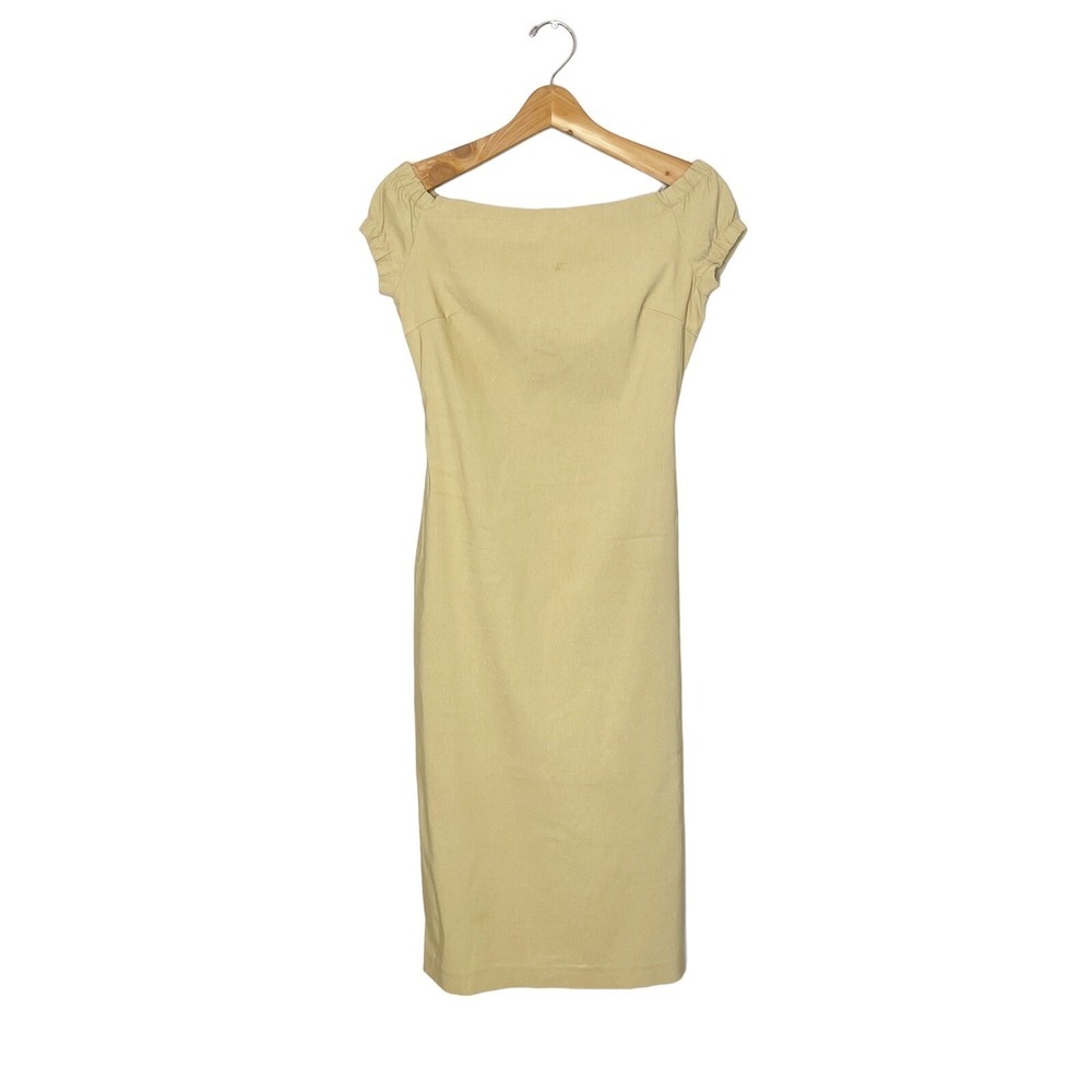 Vintage Euro Y2K ZARA XS/S Tan Pencil Dress Tight Fitted Stretch